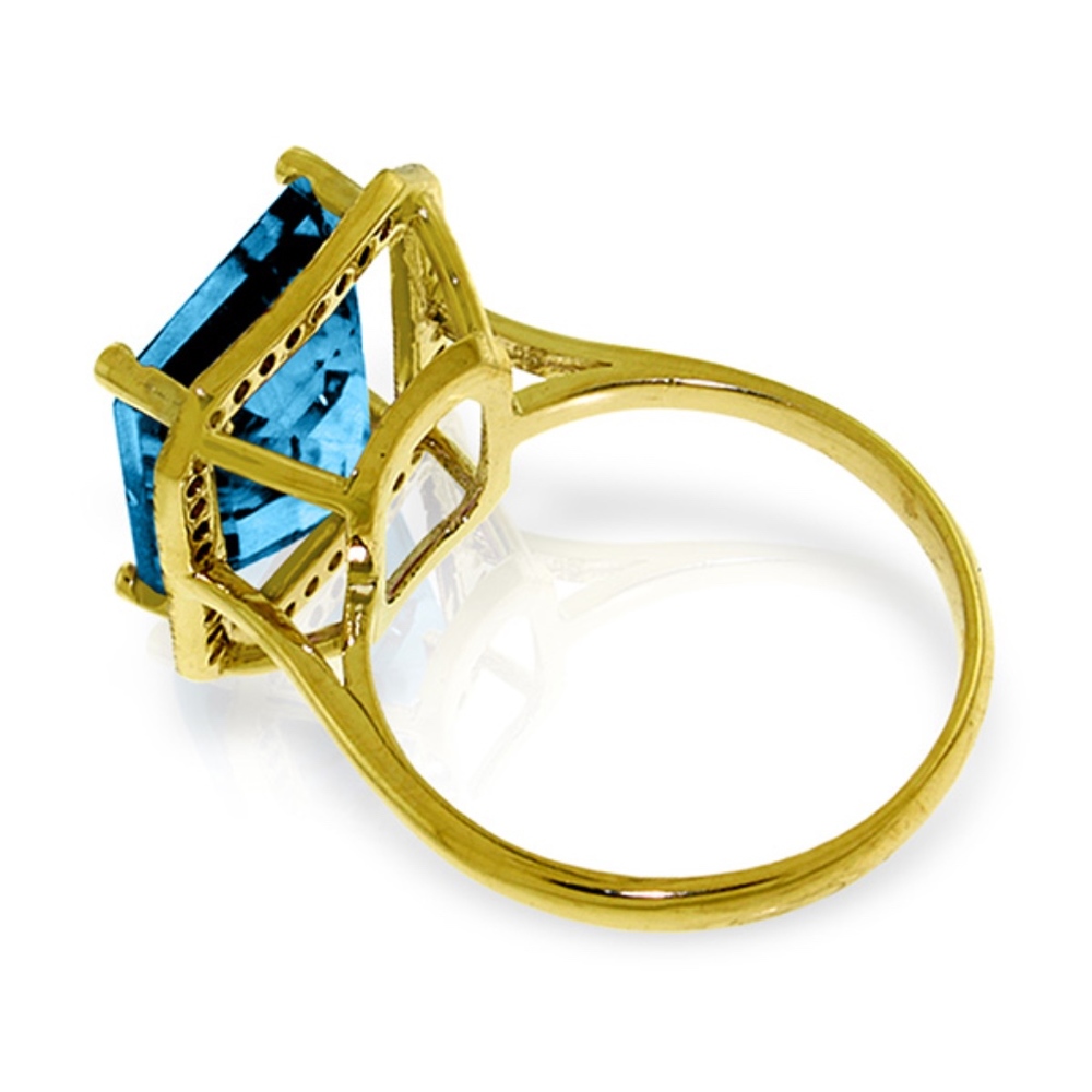 14K. GOLD RING WITH NATURAL DIAMONDS & BLUE TOPAZ - Picture 3 of 6